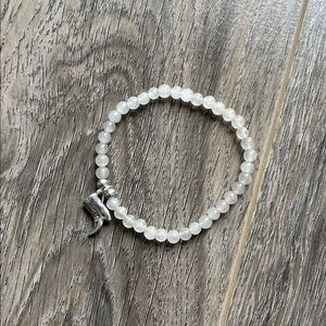 Harmony Boutique White Beaded Bracelet with Silver Boot Charm